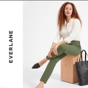 Everlane The Side-Zip Stretch Cotton Pant in Green Size 10